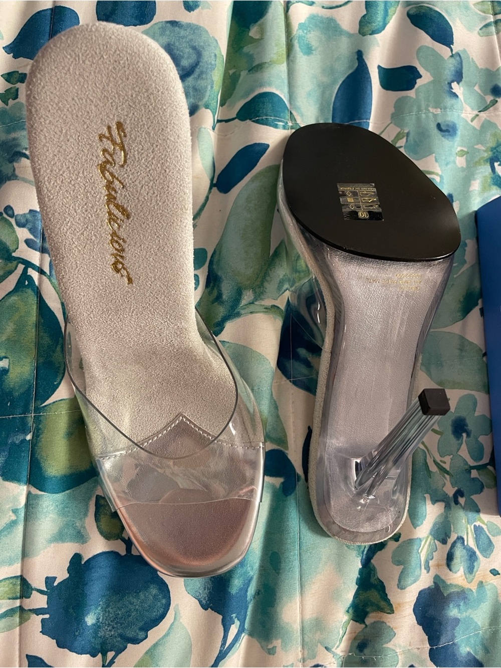 Fabulicious Clear Lucite High Heel Slide — Silver Accent
